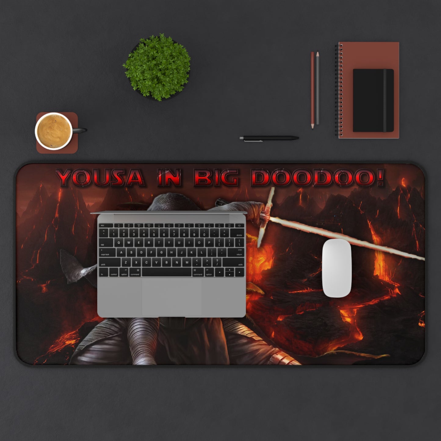 XL 16x32 Funny Desk Mat - Yousa in Big Doodoo Darth Jar Jar is Finally Here, Office Desk Decor, Star Wars Gift, Non-Slip Desk Pad, Computer Mouse Pad
