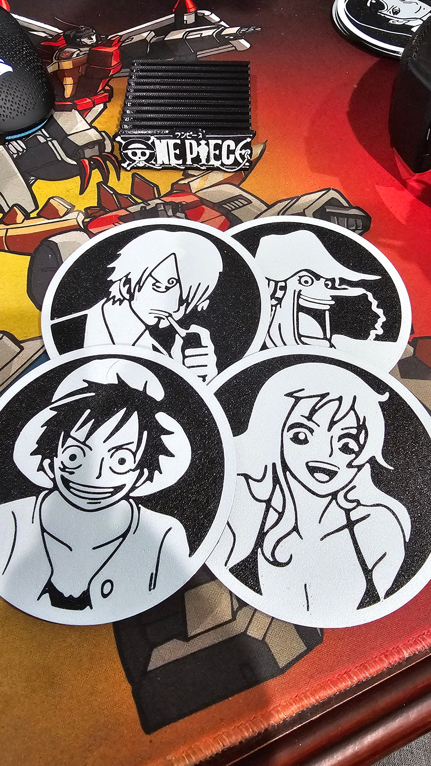 Set of 9 One Piece Coasters With Stand.