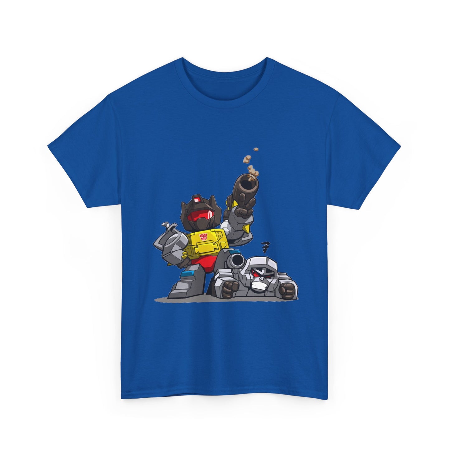 Grimlock beats Megatron Funny Chibi Style Tee, Transformers Shirt, Robot Fan Gift, Unisex Graphic T-Shirt, Autobots vs Decepticons Top