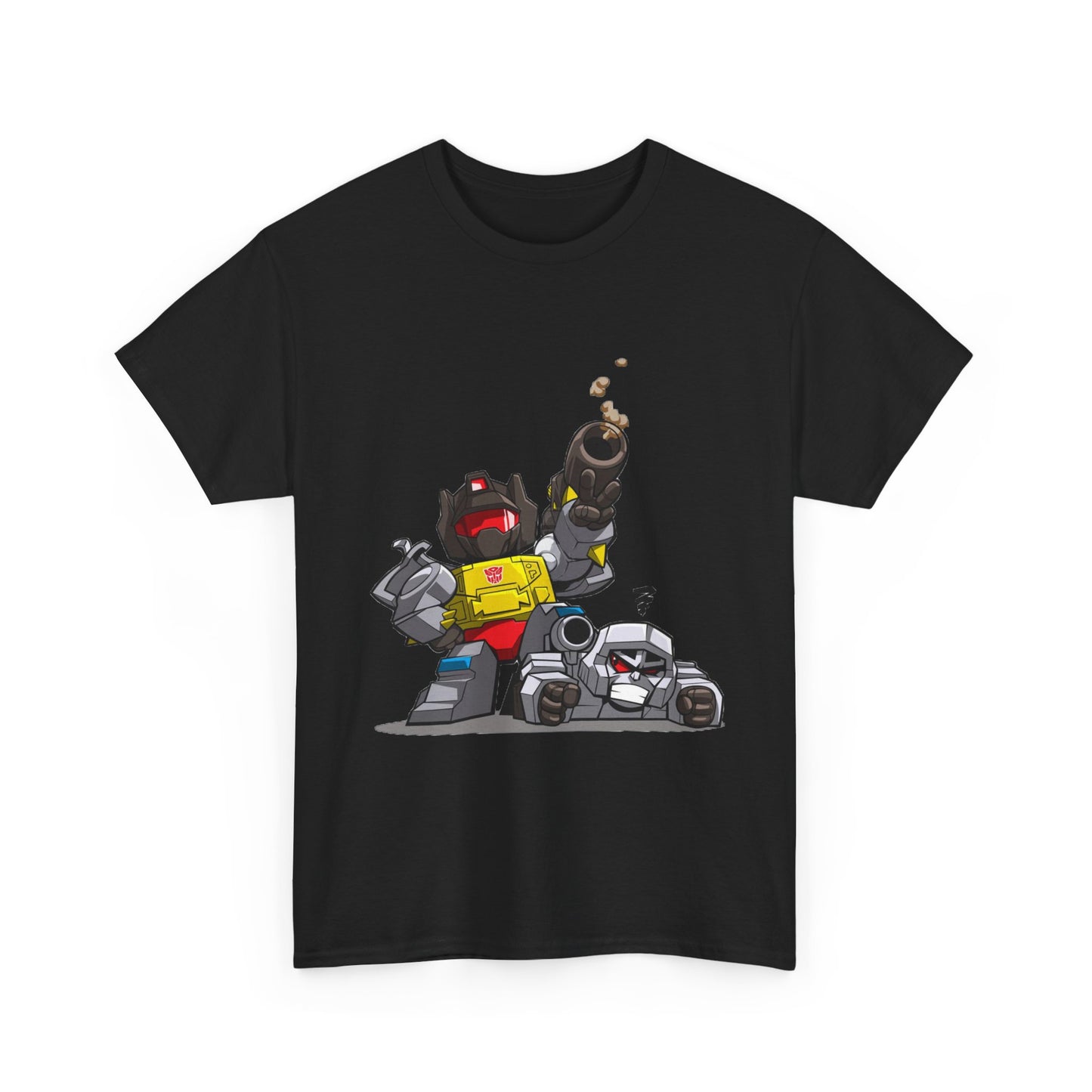 Grimlock beats Megatron Funny Chibi Style Tee, Transformers Shirt, Robot Fan Gift, Unisex Graphic T-Shirt, Autobots vs Decepticons Top