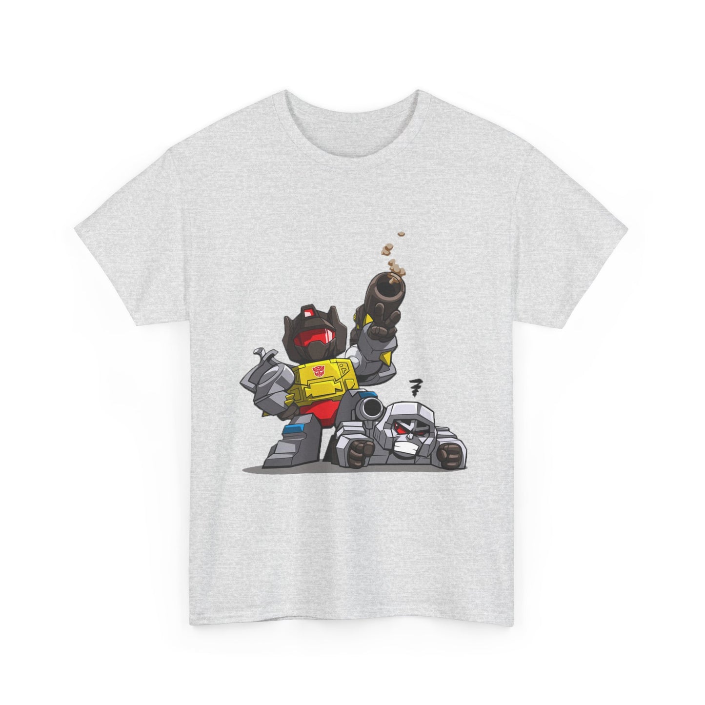 Grimlock beats Megatron Funny Chibi Style Tee, Transformers Shirt, Robot Fan Gift, Unisex Graphic T-Shirt, Autobots vs Decepticons Top