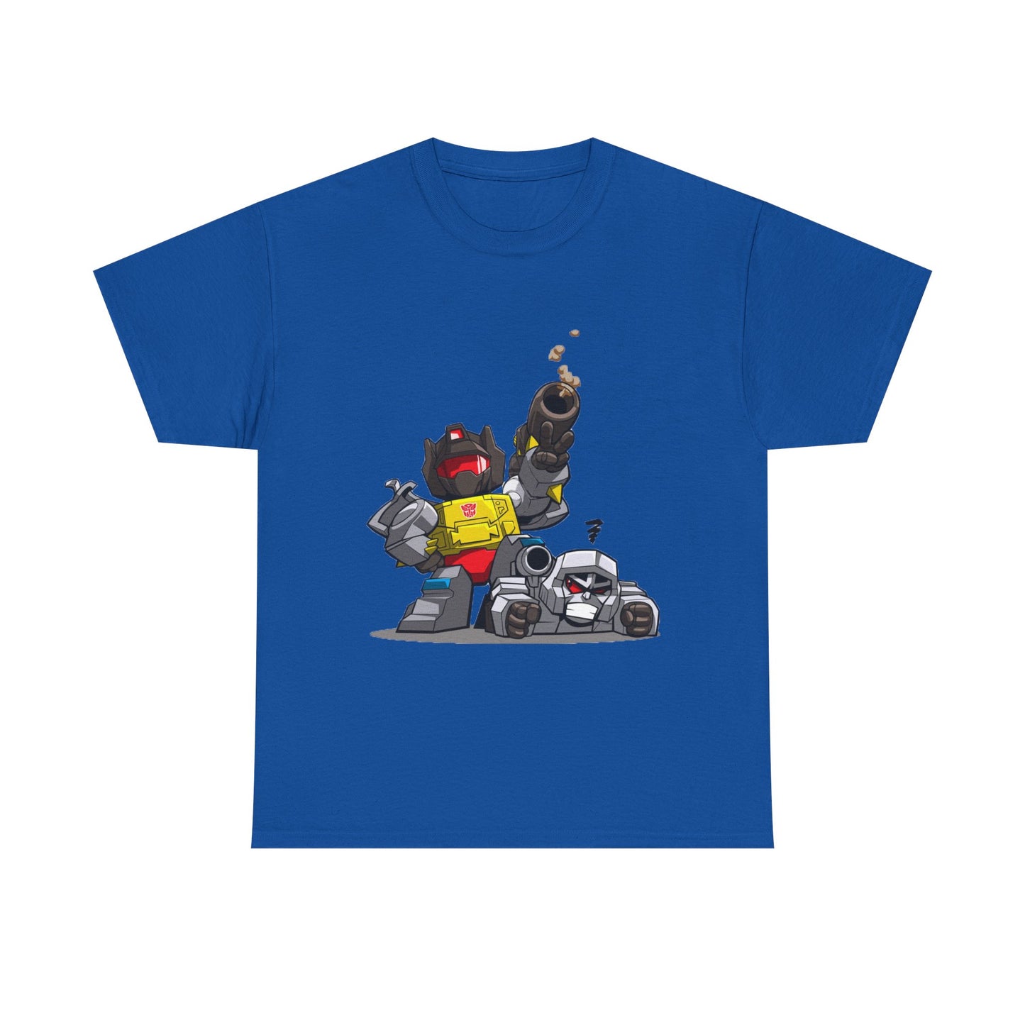 Grimlock beats Megatron Funny Chibi Style Tee, Transformers Shirt, Robot Fan Gift, Unisex Graphic T-Shirt, Autobots vs Decepticons Top