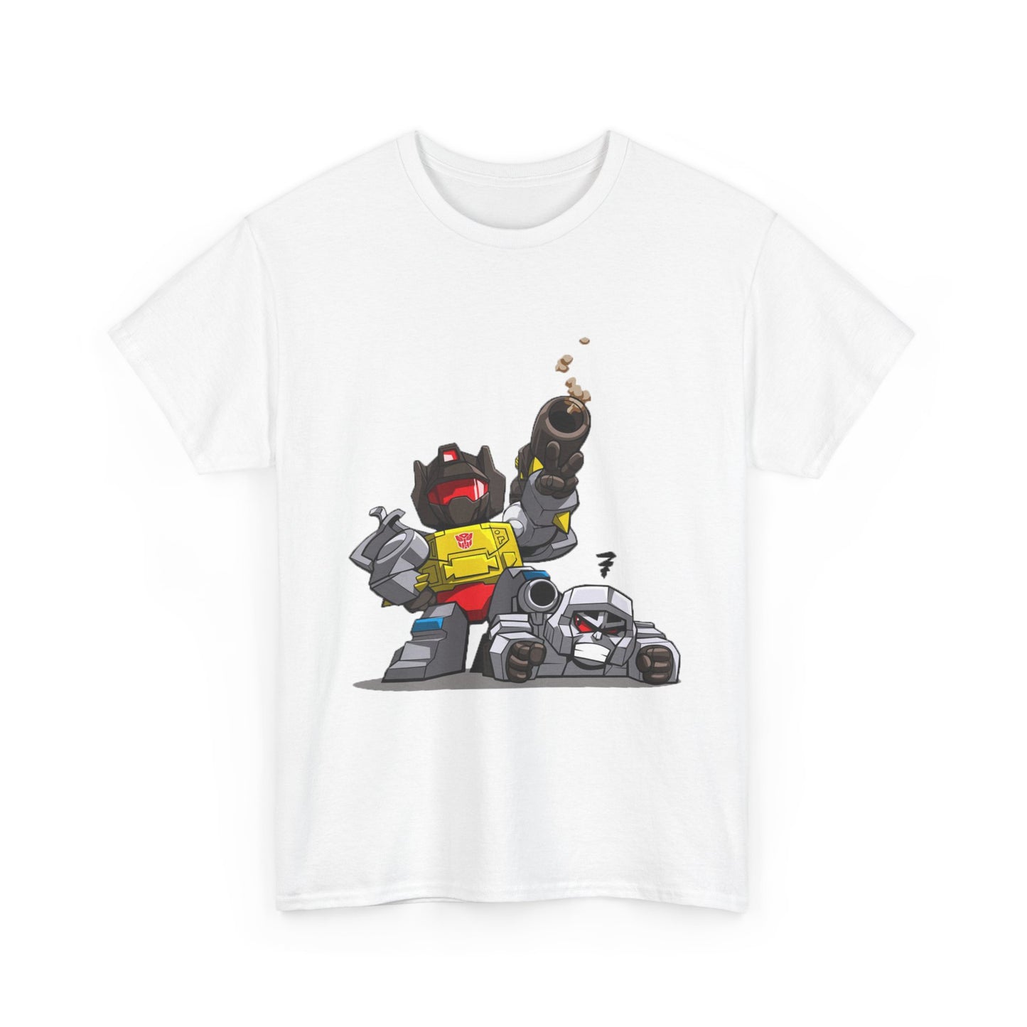 Grimlock beats Megatron Funny Chibi Style Tee, Transformers Shirt, Robot Fan Gift, Unisex Graphic T-Shirt, Autobots vs Decepticons Top