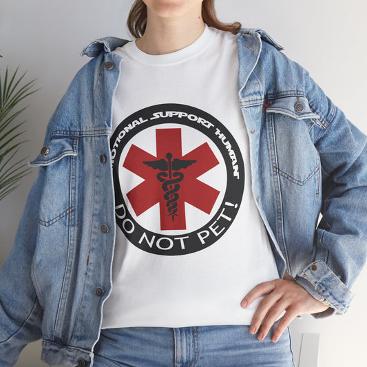 Funny Emotional Support Human Tee, Sarcastic Humor Unisex T-Shirt, Comfy Cotton Shirt, Novelty Gift for Men Women, Casual Top