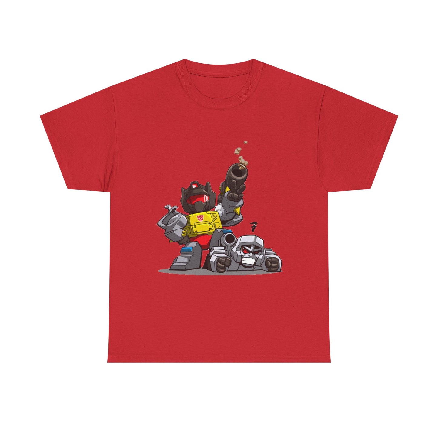 Grimlock beats Megatron Funny Chibi Style Tee, Transformers Shirt, Robot Fan Gift, Unisex Graphic T-Shirt, Autobots vs Decepticons Top