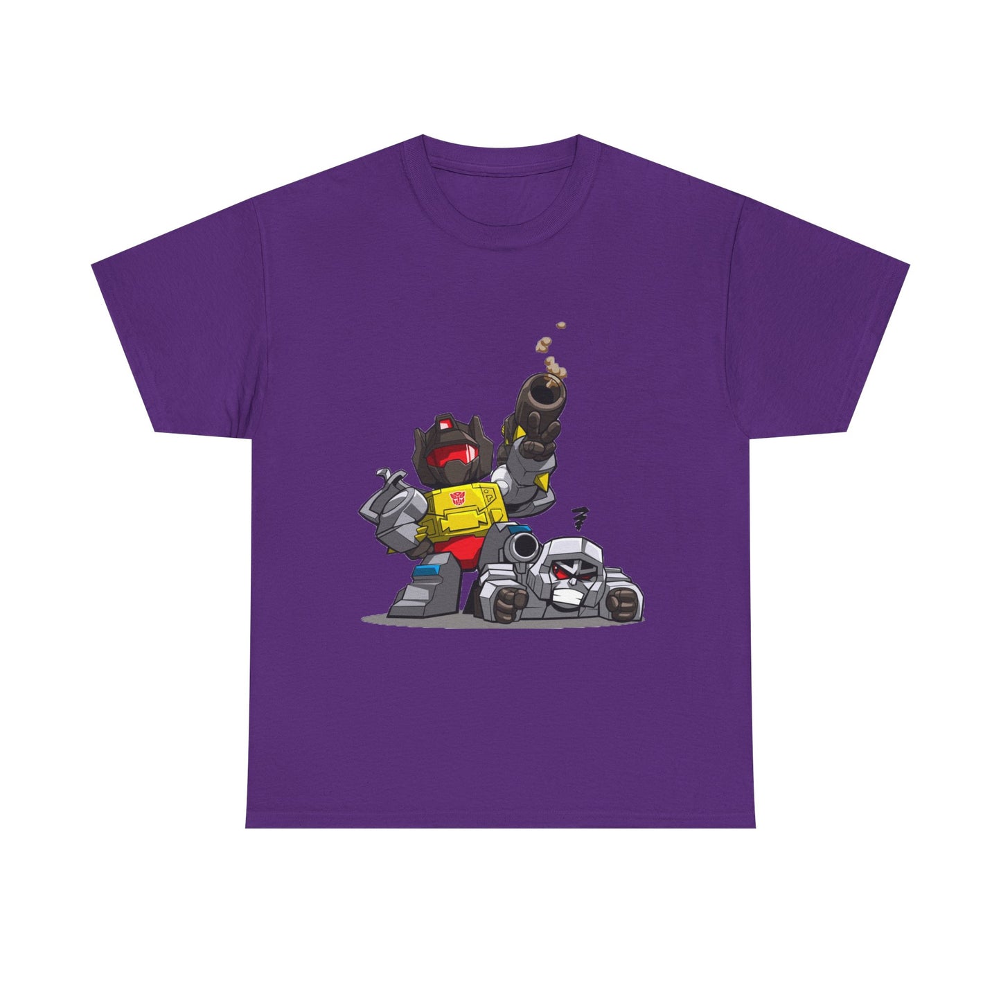 Grimlock beats Megatron Funny Chibi Style Tee, Transformers Shirt, Robot Fan Gift, Unisex Graphic T-Shirt, Autobots vs Decepticons Top