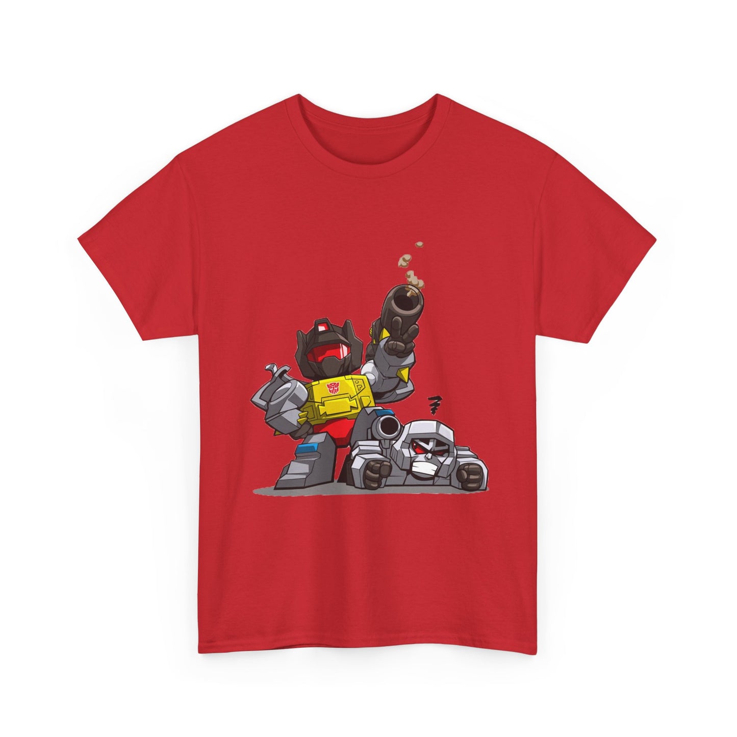 Grimlock beats Megatron Funny Chibi Style Tee, Transformers Shirt, Robot Fan Gift, Unisex Graphic T-Shirt, Autobots vs Decepticons Top